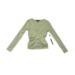 NWT Foxy Jeans Camel Wrap Top Long Sleeves Retro Y2K Form Fitting Shirt Blouse